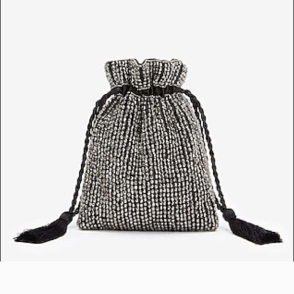 Handbags - Express Elegant Black and Silver Drawstring Bag